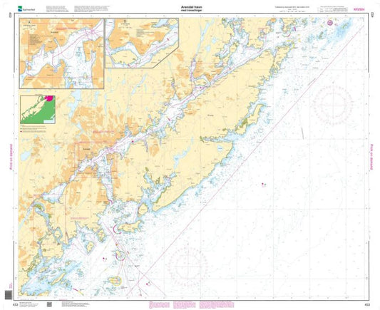 Arendal havn med innseilinger - 453 - Norway Kartverket Nautical Charts