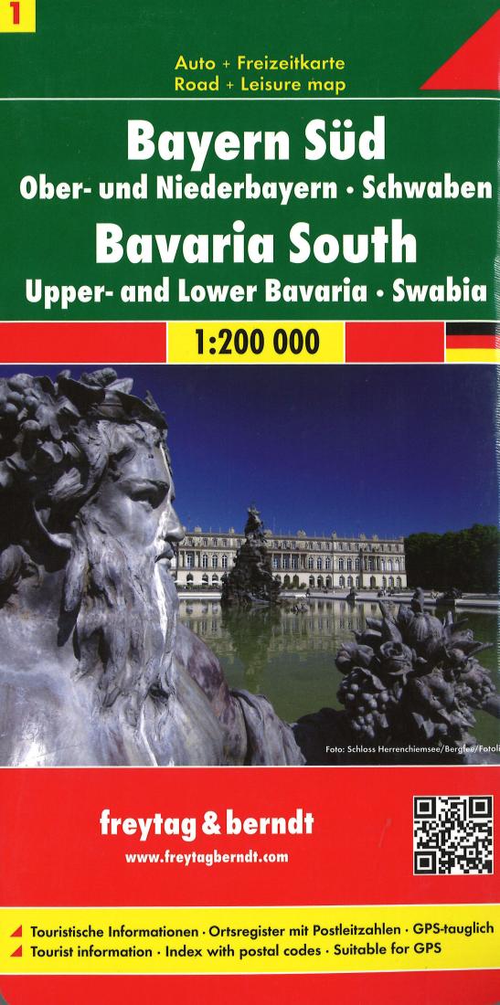 Bavaria South road + leisure map 1:200 000 : upper- and lower Bavaria, Swabia