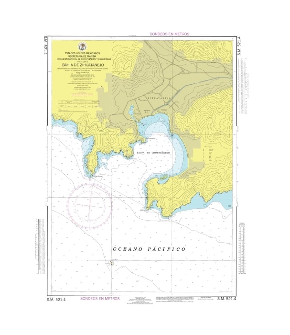 BAHÍA DE ZIHUATANEJO, GRO. - 521.4 - Mexico Nautical Charts by SEMAR