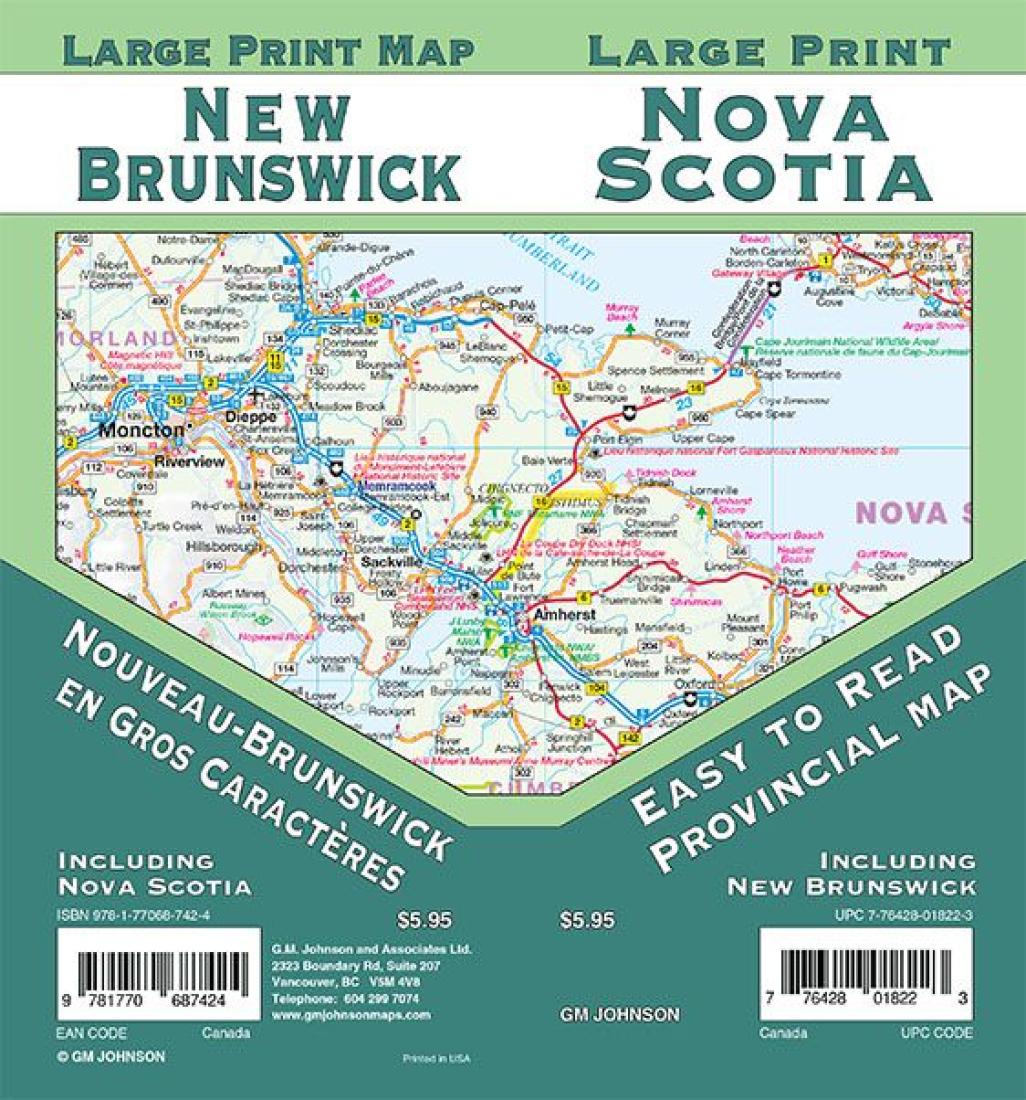 New Brunswick / Nova Scotia Large Print, New Brunswick Province Map