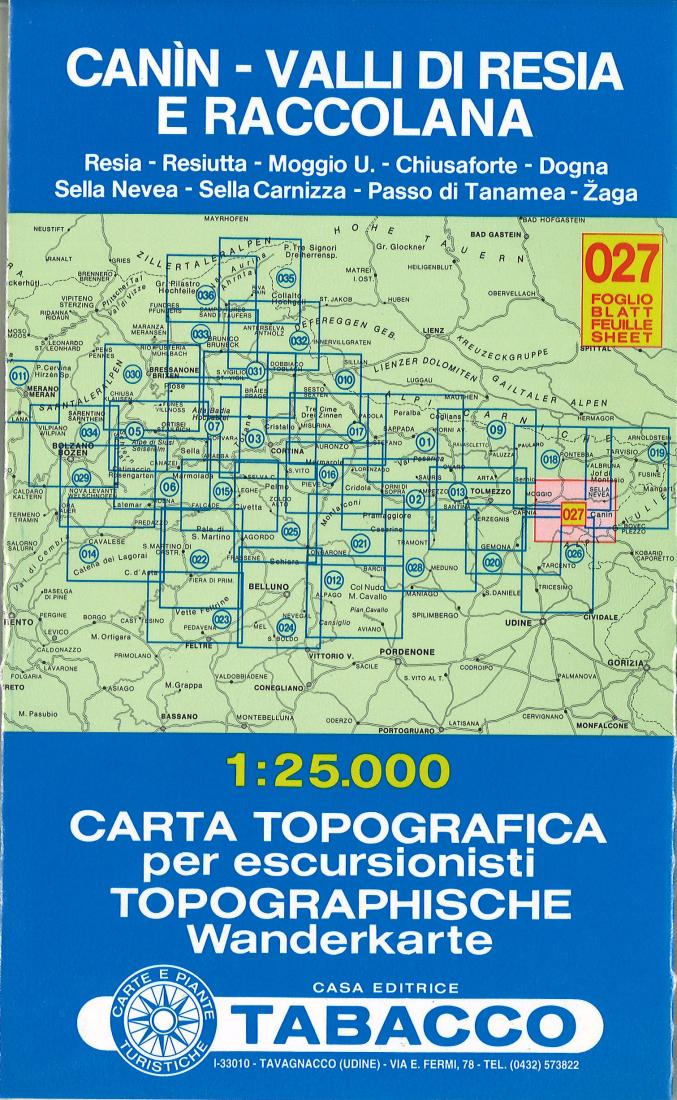 Canin - Valli di Resia e Raccolana Topographic Map