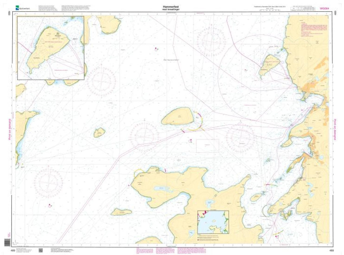Hammerfest med innseilinger - 489 - Norway Kartverket Nautical Charts
