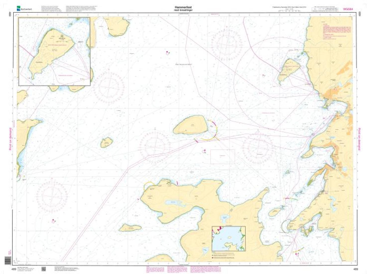 Hammerfest med innseilinger - 489 - Norway Kartverket Nautical Charts