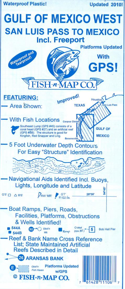 Gulf of Mexico West - Freeport & San Luis Pass to Mexico Fishing Map