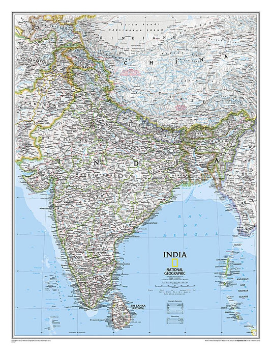 India Classic Wall Map