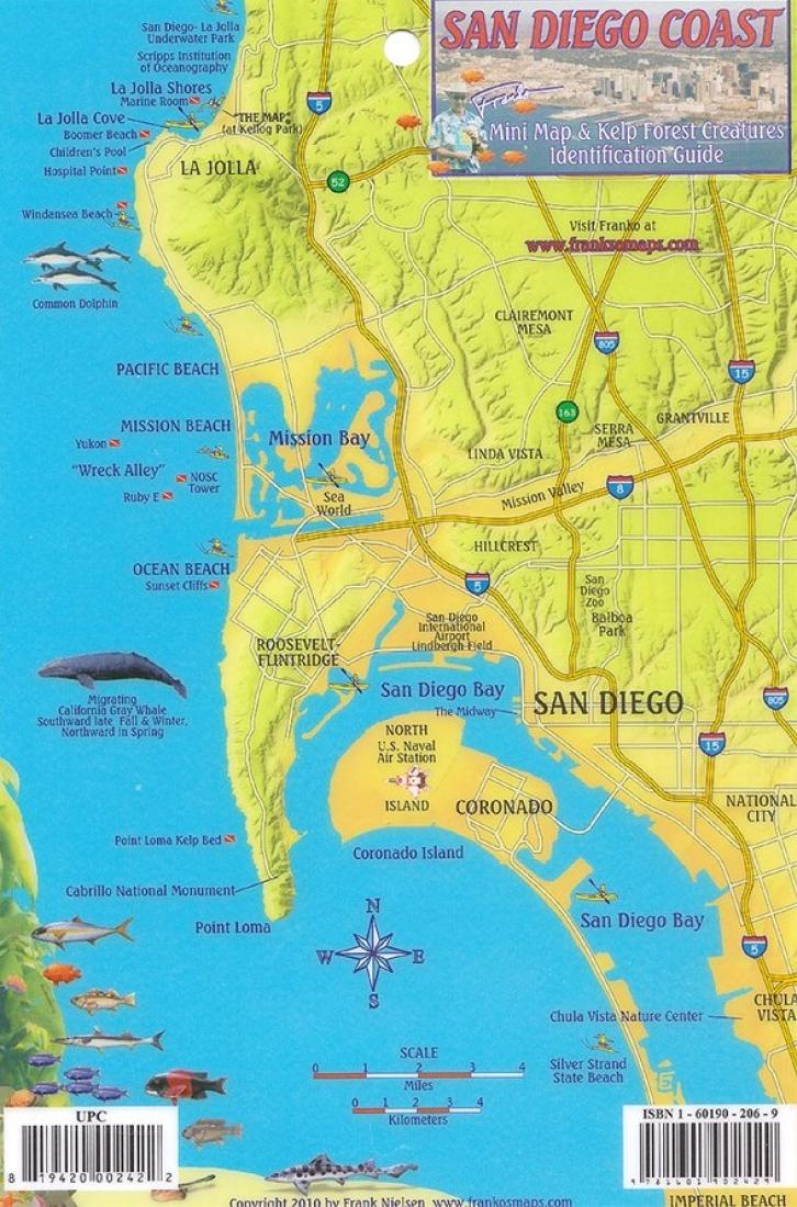 San Diego coast : mini map & kelp forest creatures identification guide