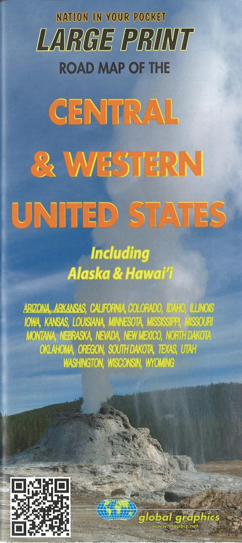 Large print road map of the central & western United States : including Alaska and Hawai'i