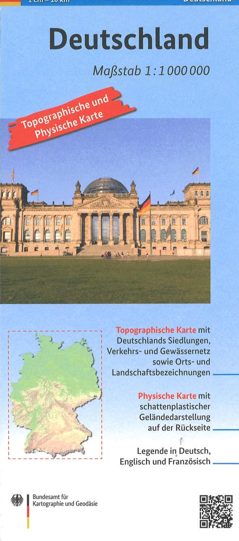 Deutschland: maßstab : 1:1 000 000 : topographische und physische karte