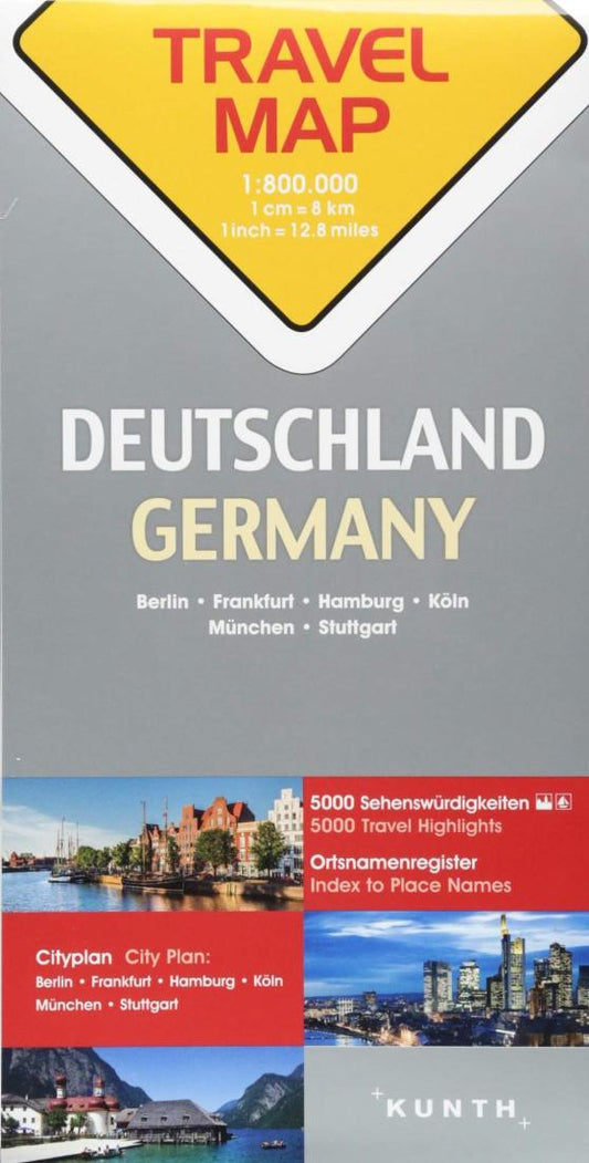 Deutschland : Germany : travel map, 1:800,000 : Berlin, Frankfurt, Hamburg, Köln, München, Stuttgart