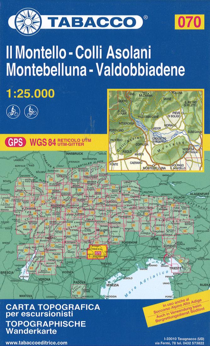 Il Montello - Colli Asolani Montebelluna - Valdobbiadene Hiking Map