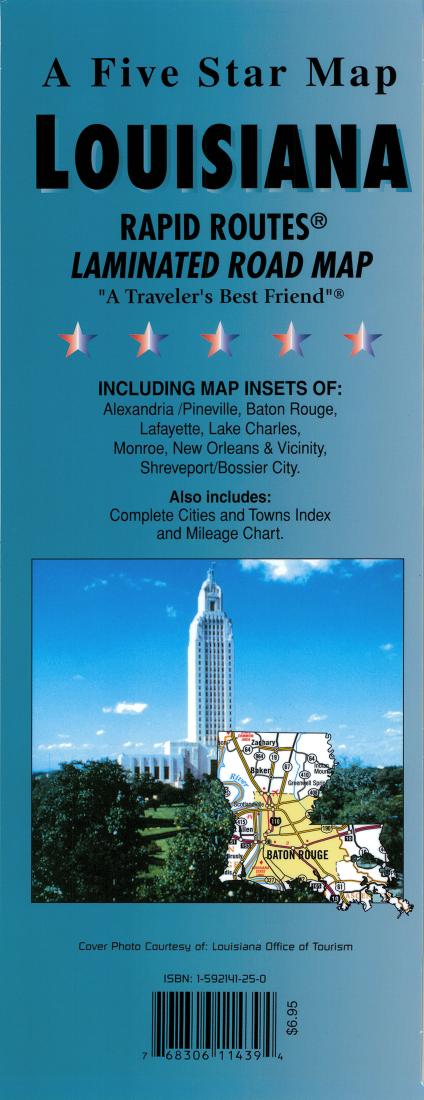 Louisiana : Rapid Routes : laminated road map