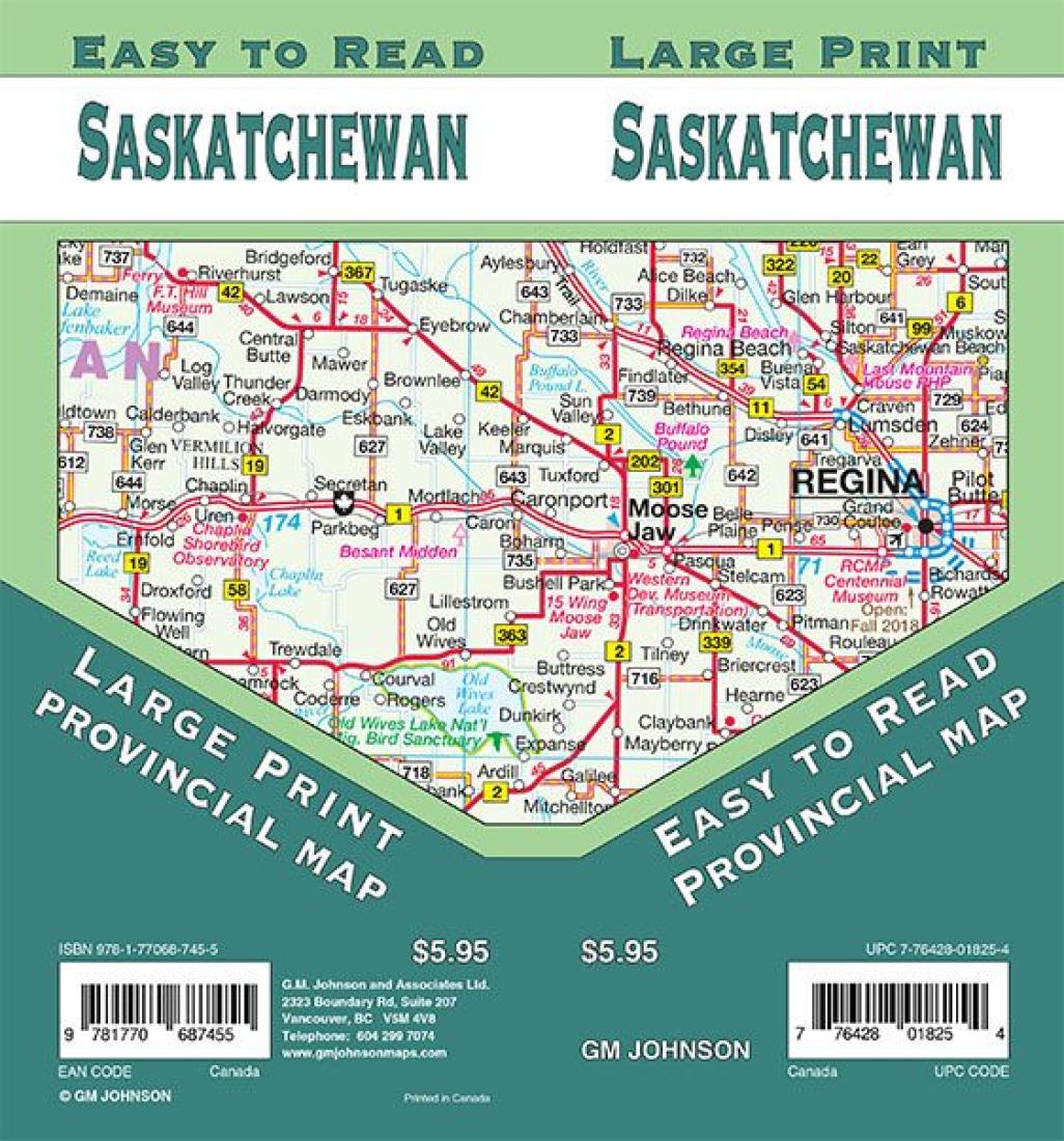 Saskatchewan large print provincial map