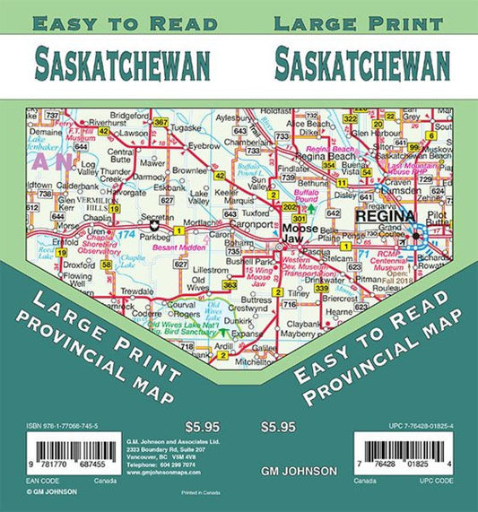 Saskatchewan large print provincial map