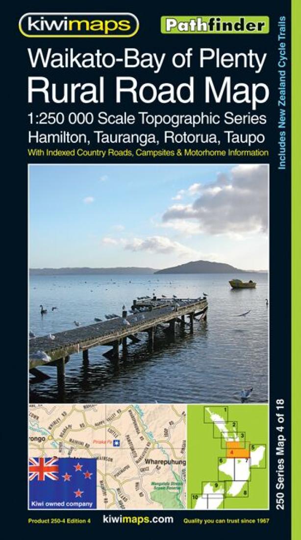 Waikato-Bay of Plenty : rural road map : 1:250,000 scale topographic series : Hamilton, Tauranga, Rotorua, Taupo