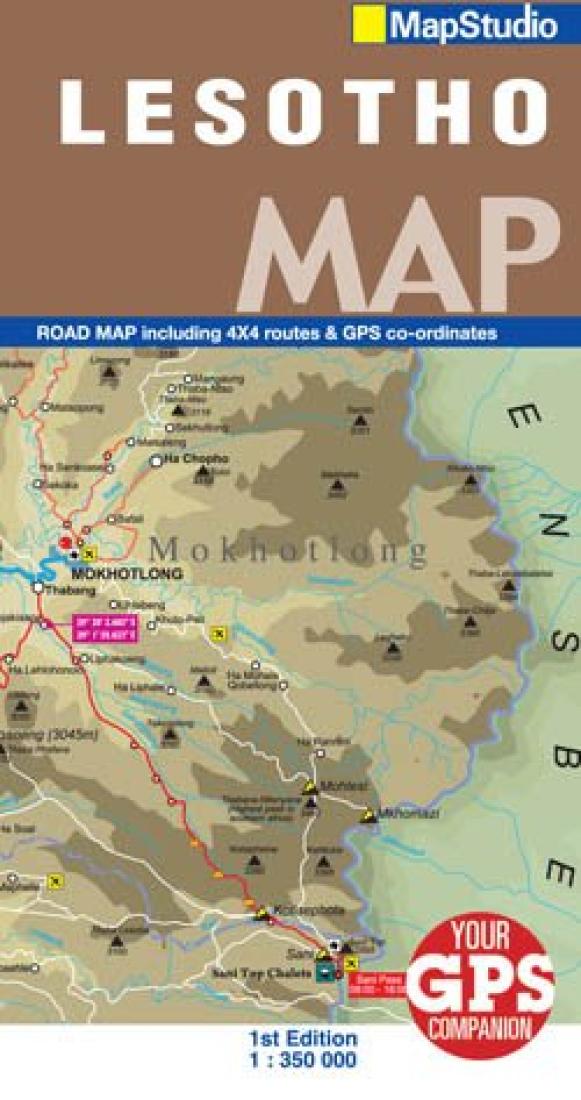 Lesotho map : road map including 4x4 routes & GPS co-ordinates