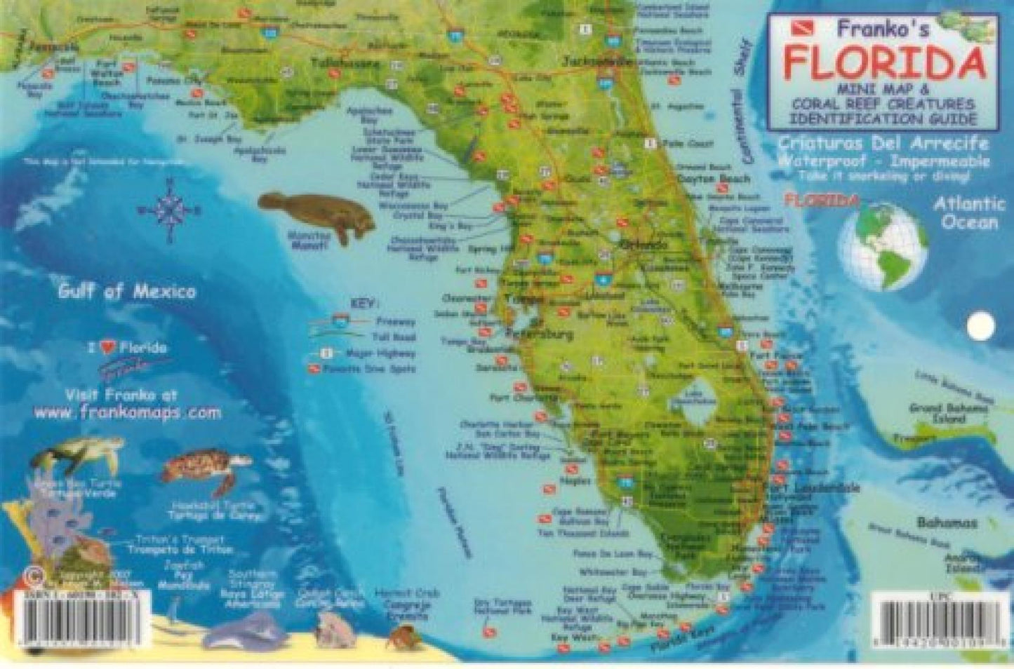 Franko's Florida : mini map & coral reef creatures identification guide