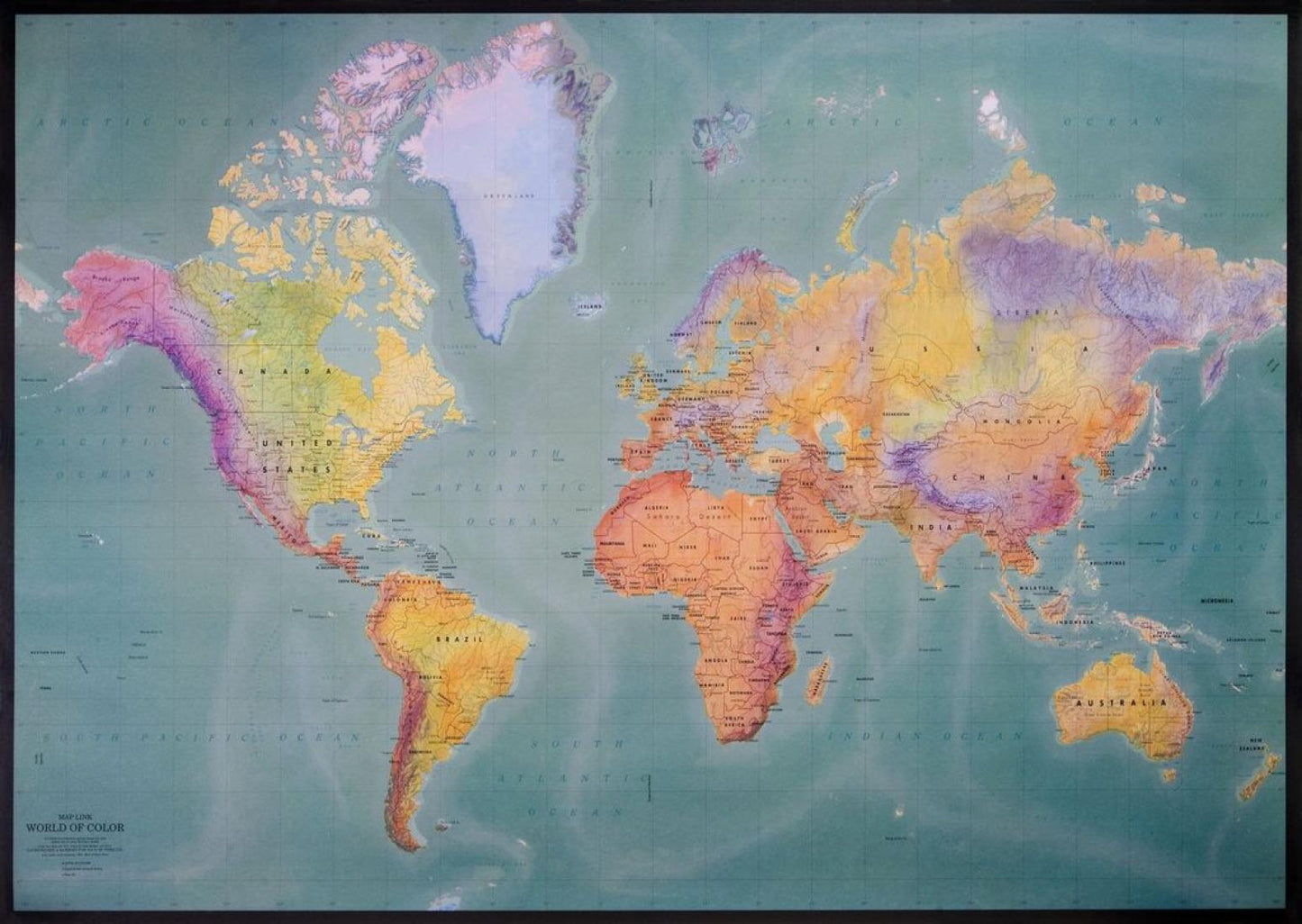 Mercator Projection World Map, 30" x 43", tubed, laminated