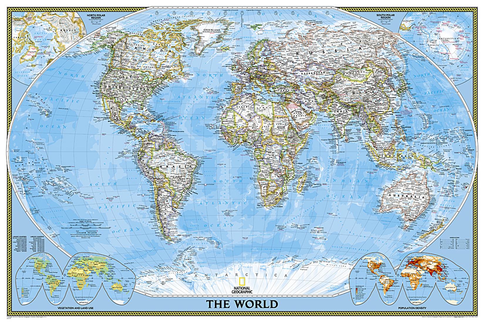 World Classic Wall Map - Laminated (36" x 24")