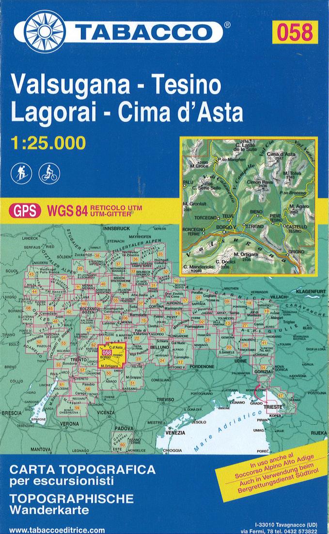 Hiking map #58 : Valsugana, Tesino Lagorai, Cima Asta (Italy)