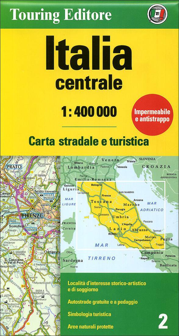 Italia centrale : carta stradale e turistica = Central Italy : road and tourist map = Mittelitalien : touristische strassenkarte = Italie central : carte routière et touristique = Italia central : mapa de carreteras y turístico