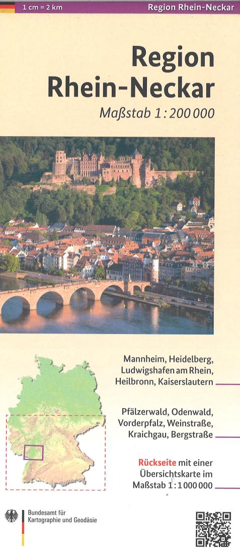 Rhein-Neckar Region Toopographic Road Map