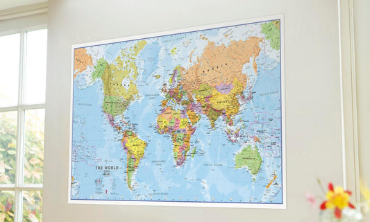 Political World Wall Map - Medium - Front Side Laminated
