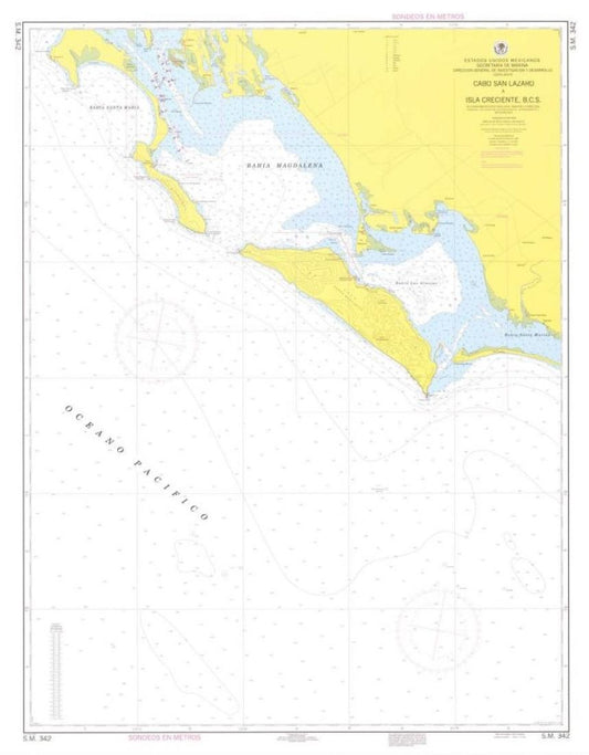CABO SAN LÁZARO A ISLA CRECIENTE, B. C. S. - 342 - Mexico Nautical Charts by SEMAR