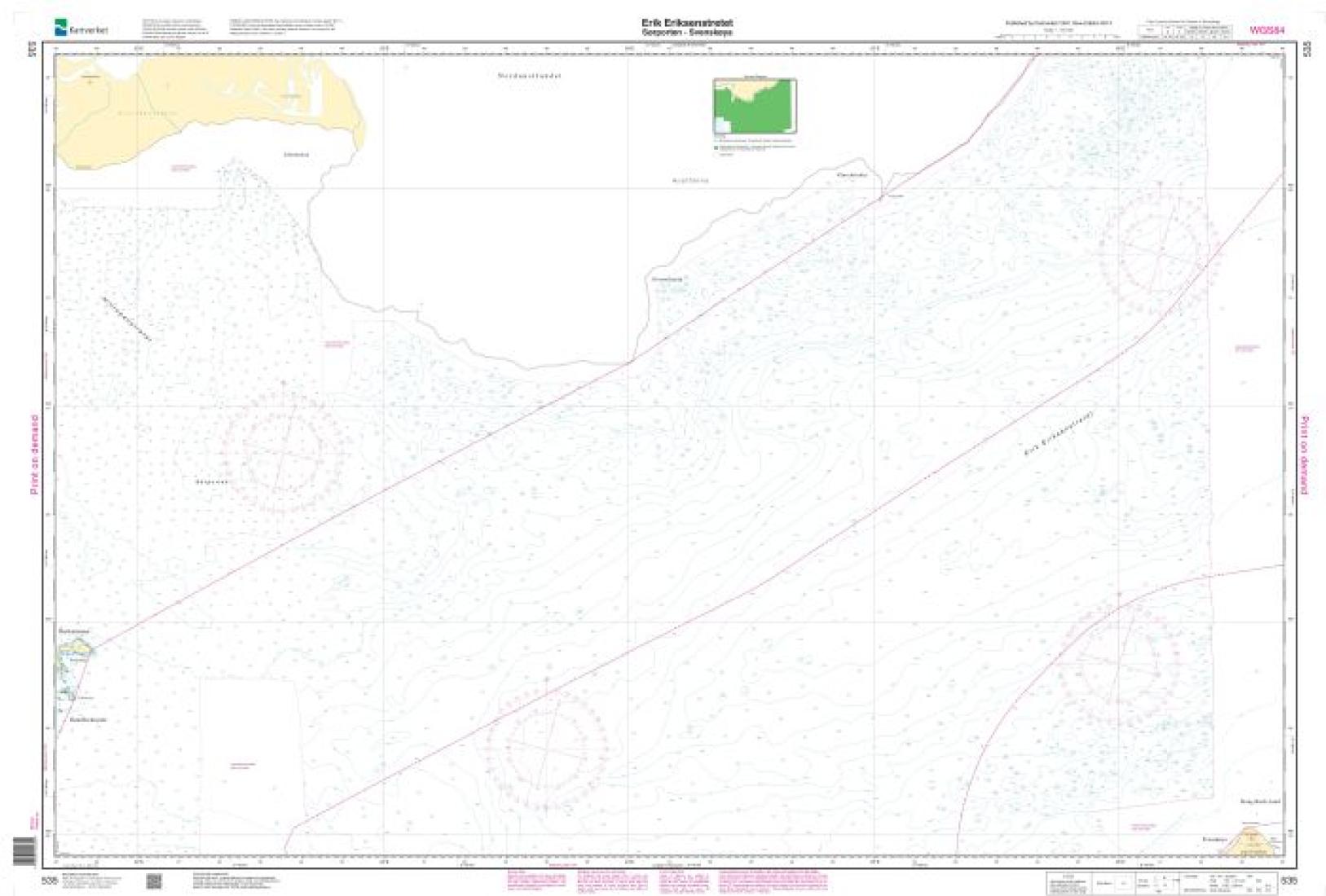 Erik Eriksenstretet. Sørporten - Svenskøya - 535 - Norway Kartverket Nautical Charts