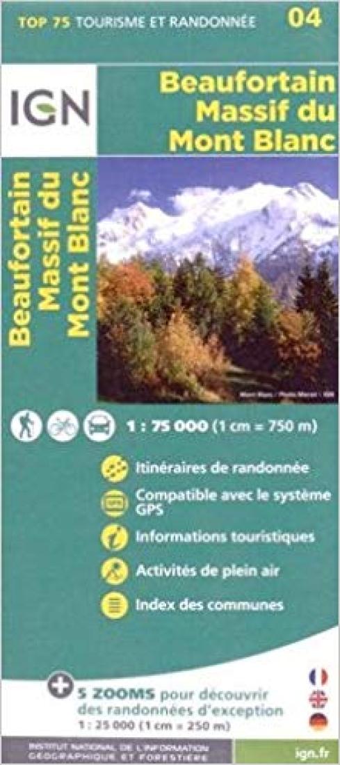 Massif du Mont Blanc - Beaufortain, France 1:75,000 Topographic Map #04