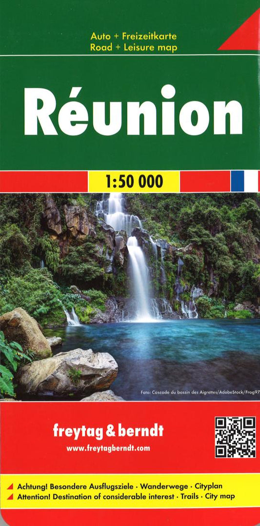 Réunion : road + leisure map, 1:50 000 = La Réunion : carte routière + de loisirs, 1:50 000 = Riunione: carta stradale + turistica, 1:50 000 = Reunión : mapa de carreteras + turistico, 1:50 000 = Réunion : auto + freizeitkarte, 1:50 000
