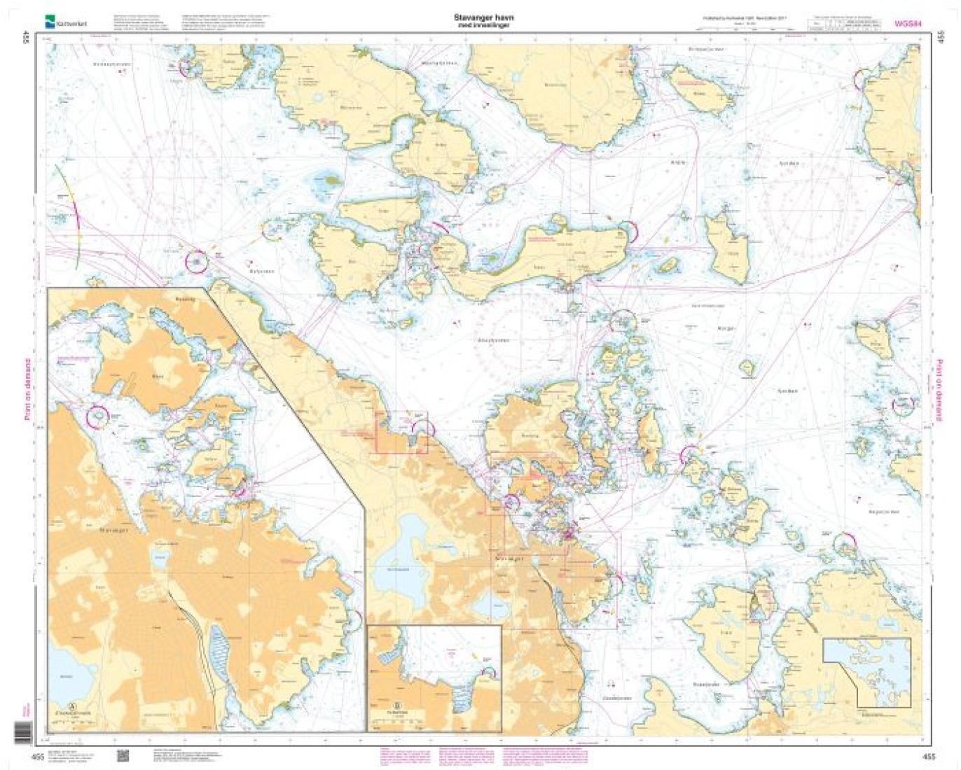 Stavanger havn med innseilinger - 455 - Norway Kartverket Nautical Charts