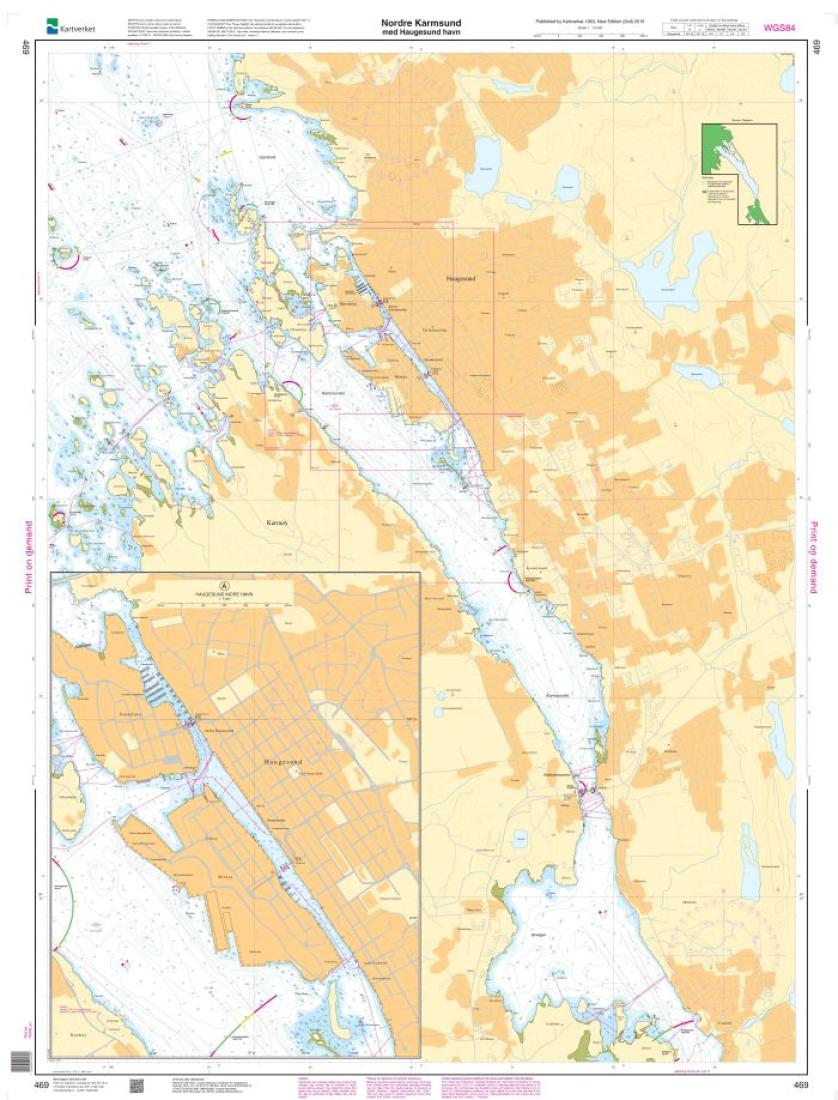 Nordre Karmsund med Haugesund havn - 469 - Norway Kartverket Nautical Charts