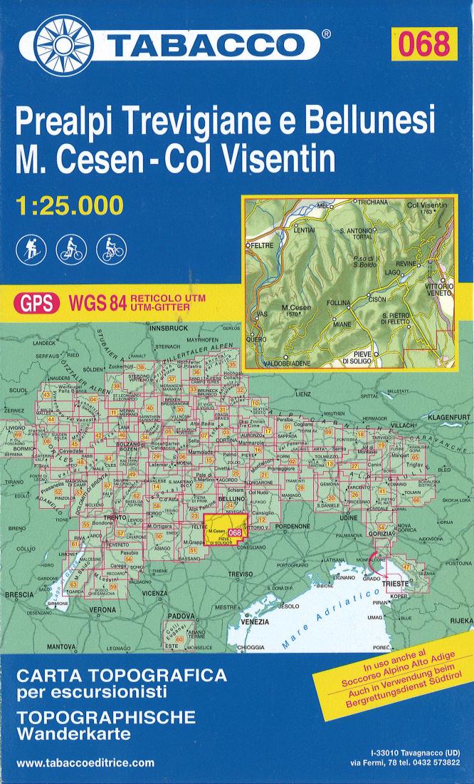 Prealpi Trevigiane e Bellunesi M. Cesen - Col Visentin Hiking Map