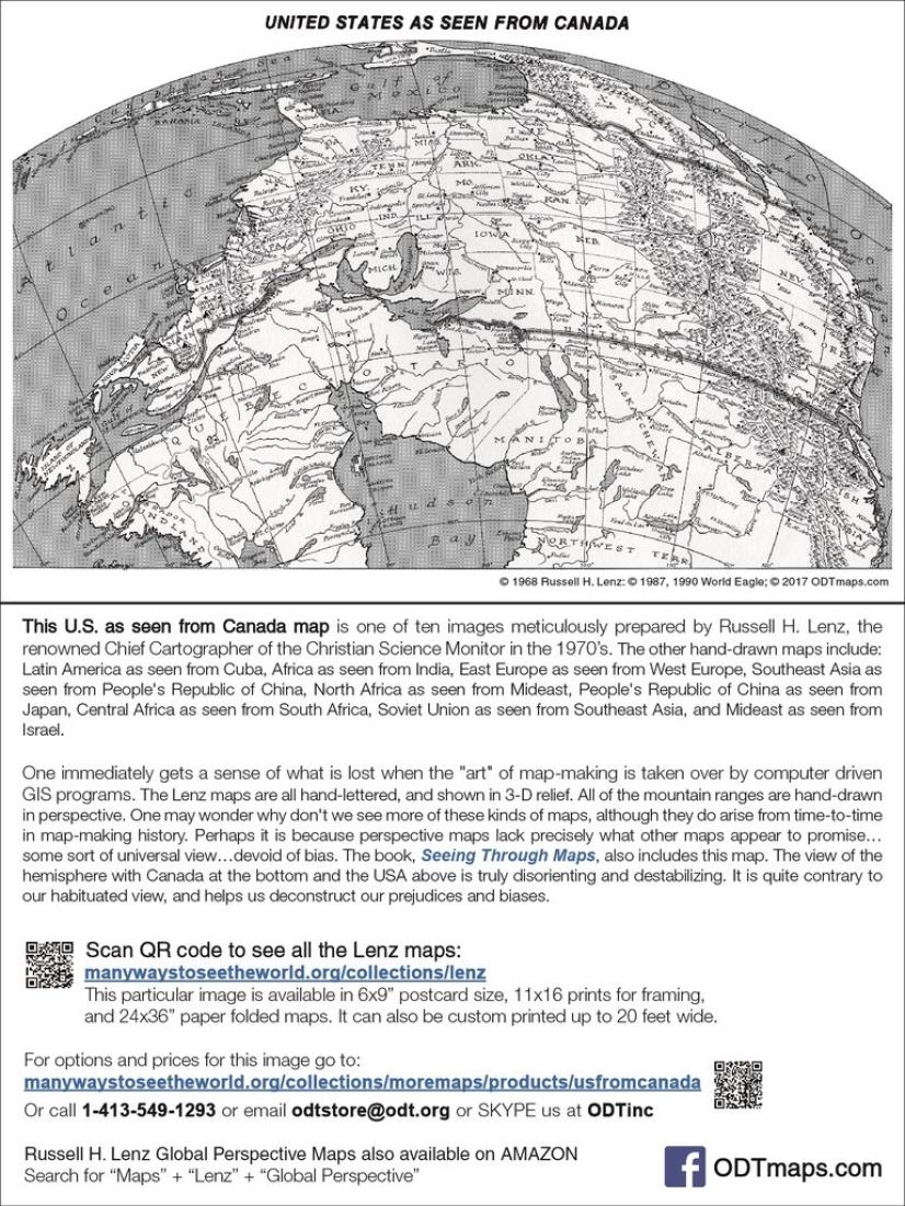 USA as seen from Canada - 6x9" Map-card - 25-pack