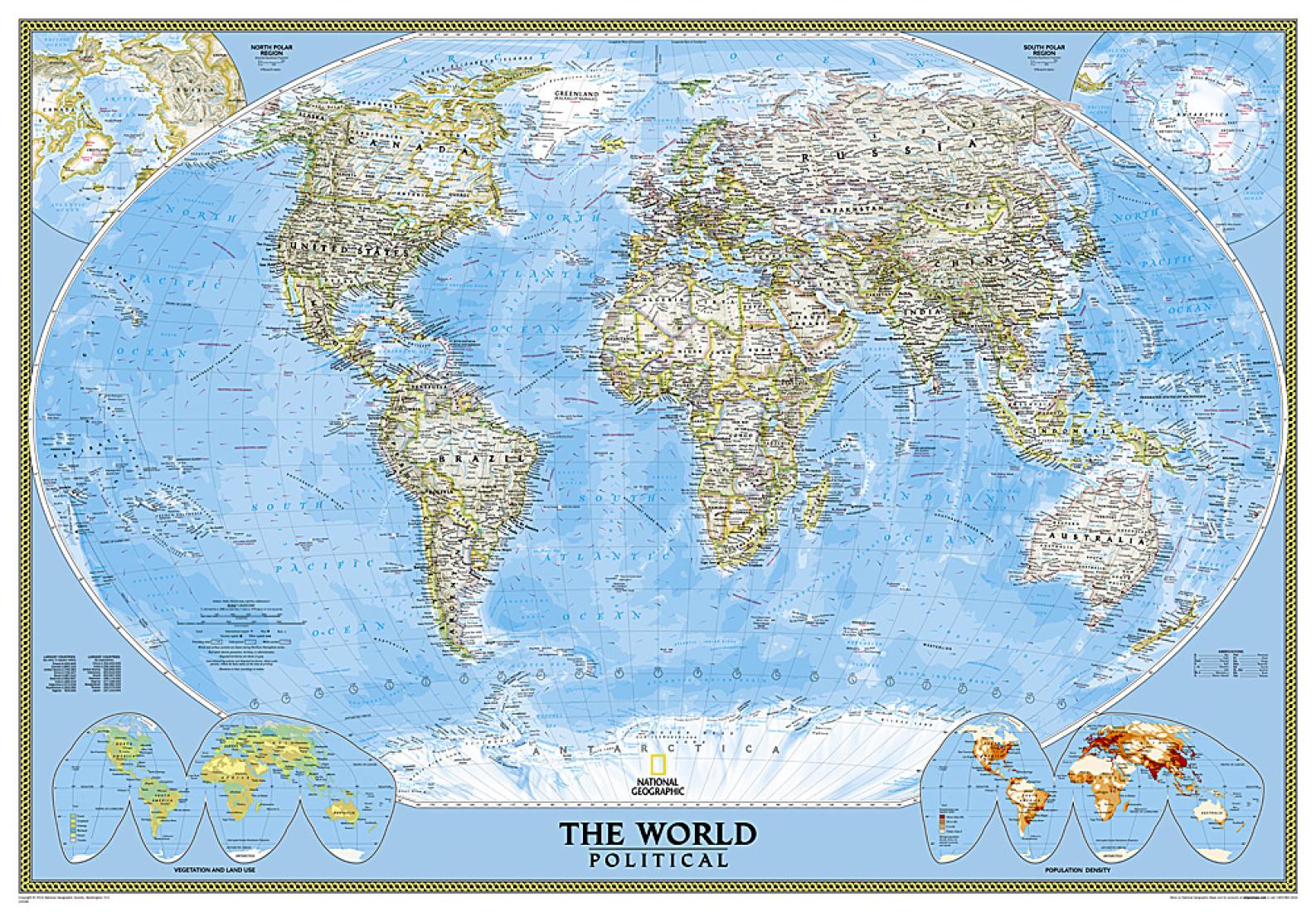World Classic Enlarged Wall Map - Laminated (69" x 48")