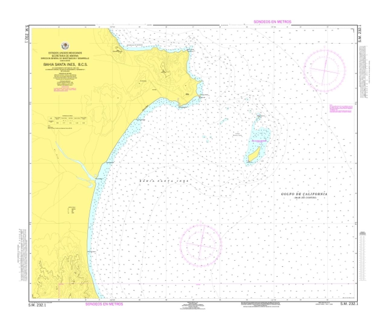 BAHÍA SANTA INÉS, B. C. S. - 232.1 - Mexico Nautical Charts by SEMAR