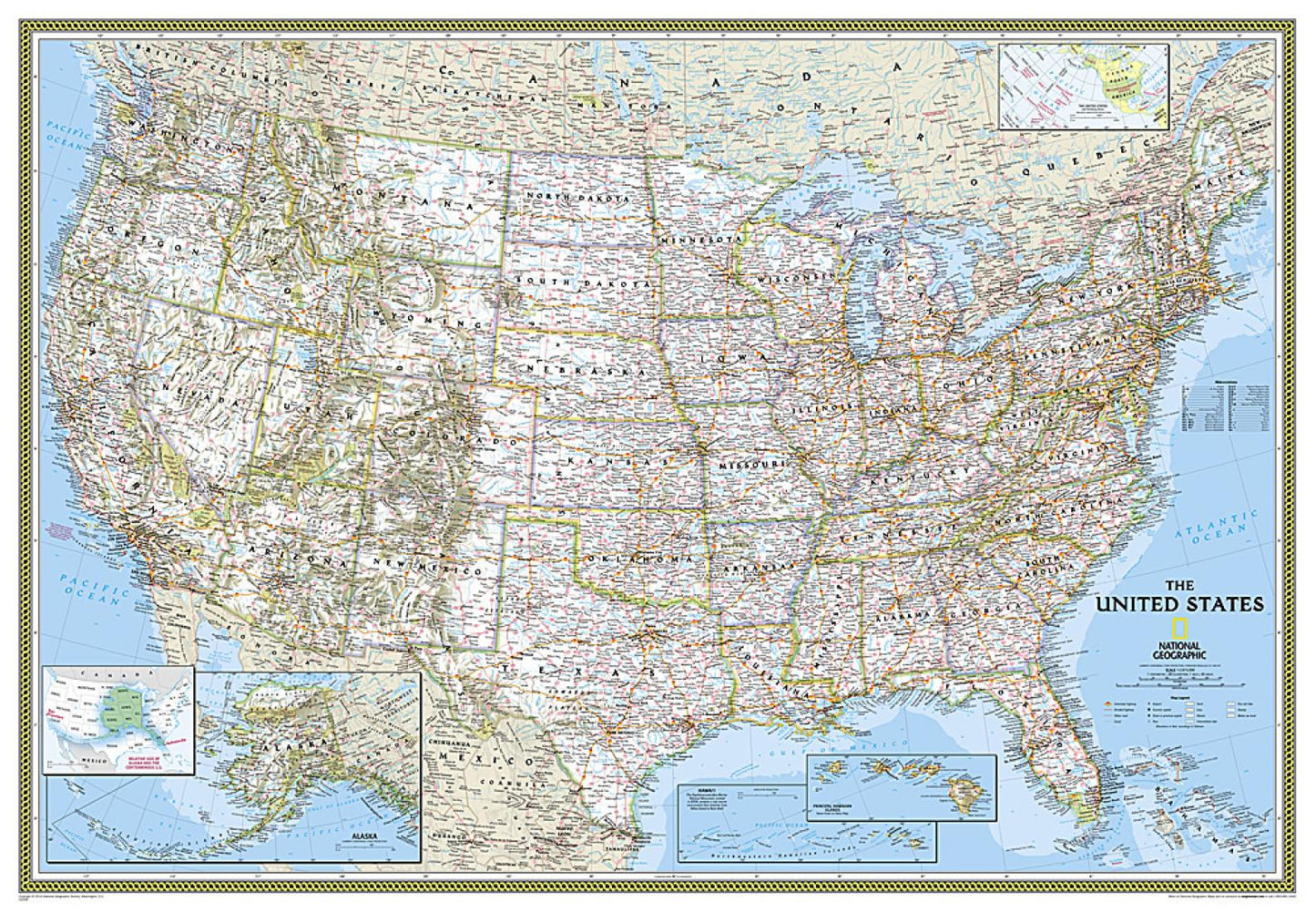 United States Classic Enlarged Wall Map - Laminated (70" x 48")