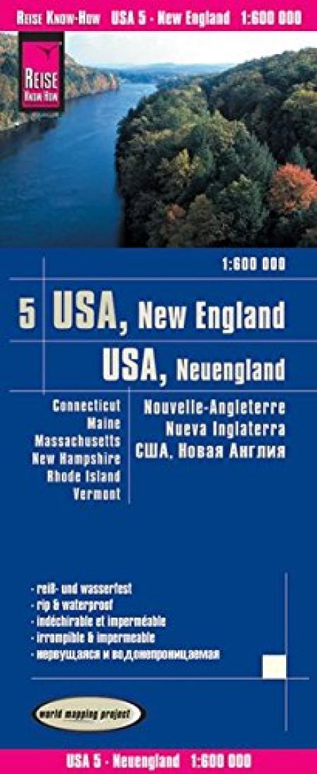 USA, Neuengland : Connecticut, Maine, Massachusetts, New Hampshire, Rhode Island, Vermont : 1:600 000 = USA, New England : Connecticut, Maine, Massachusetts, New Hampshire, Rhode Island, Vermont : 1:600 000 = Nouvelle-Angleterre : Connecticut, Maine,