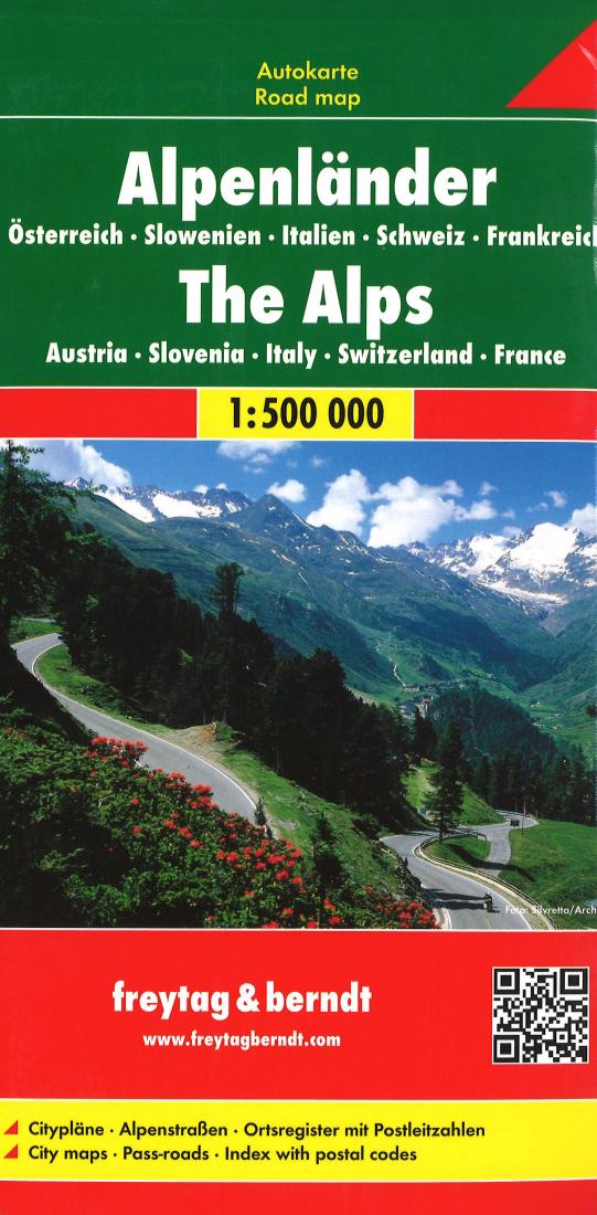 Alpenländer : Österreich : Slowenien : Italien : Schweiz : Frankreich : 1:500,000 = The Alps : Austria : Slovenia : Italy : Switzerland : France : 1:500,000