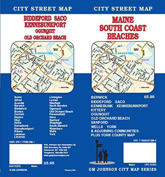 Maine South Coast Beaches : city street map = Biddeford : Saco : Kennebunkport : Ogunquit : Old Orchard Beach : city street map