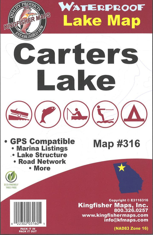 Carters Lake, GA Fishing Map