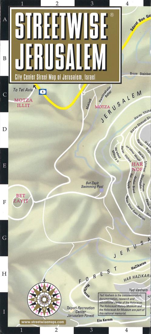 Streetwise Jerusalem : city center street map of Jerusalem, Israel