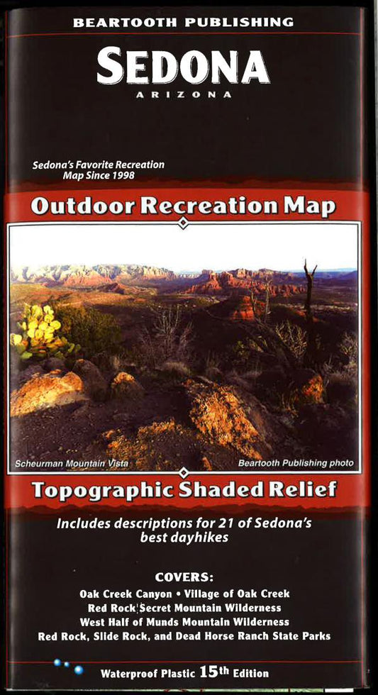 Sedona, Arizona Outdoor Recreation Map with Topographic Shaded Relief