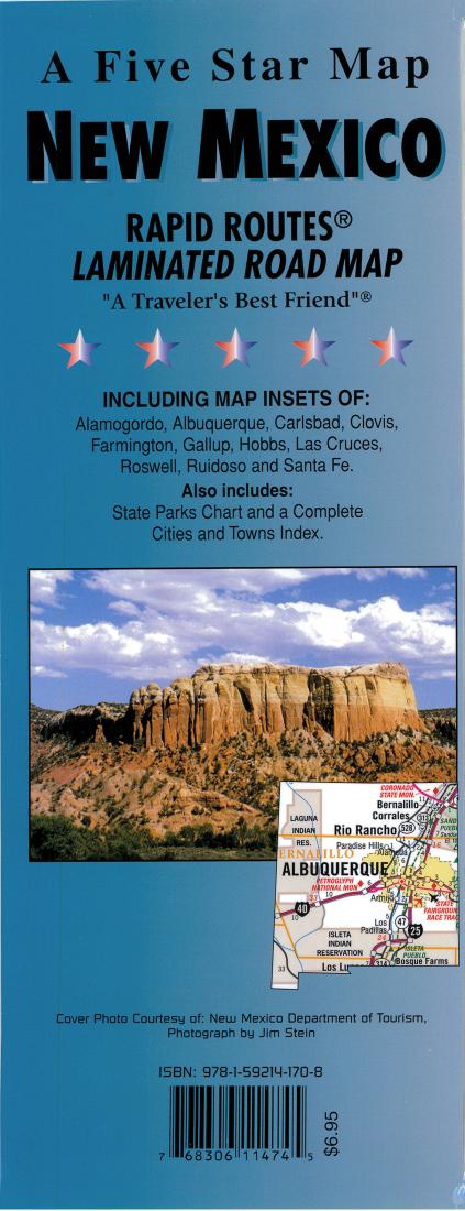 New Mexico : Rapid Routes : laminated road map