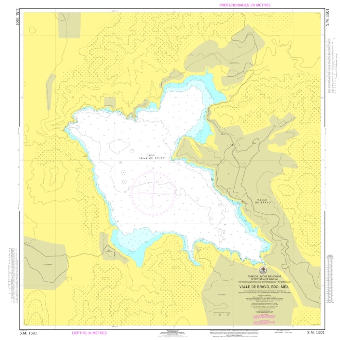 VALLE DE BRAVO, EDO. MEX. - 1501 - Mexico Nautical Charts by SEMAR