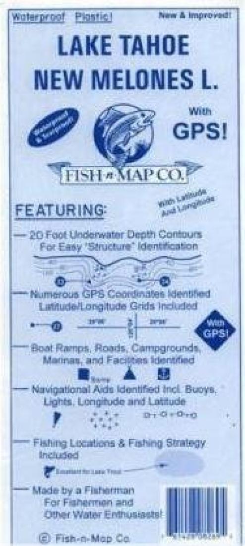 Lake Tahoe, New Melones Lake Fishing Map