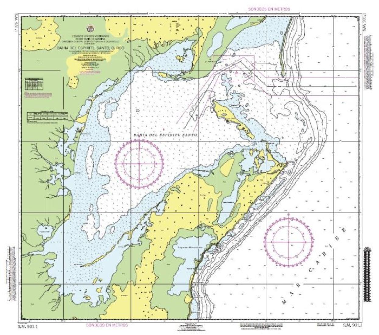 BAHÍA DEL ESPÍRITU SANTO, Q. ROO - 931.1 - Mexico Nautical Charts by SEMAR