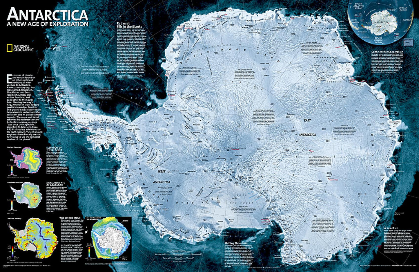 Antarctica : satellite view map