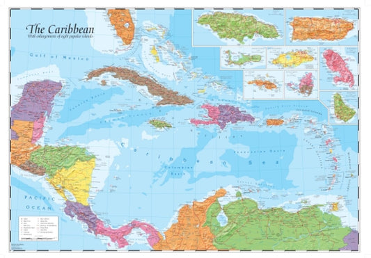 Caribbean and Main Islands, Wall Map