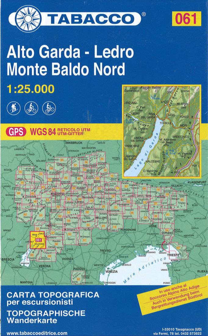 Hiking map # 61 : Alto Garda - Ledro Monte Baldo Nord (Italy)